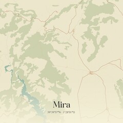 Retro Spanish map of Mira, Castilla-La Mancha. Vintage street map.