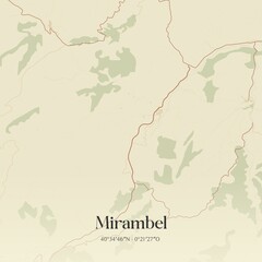 Obraz premium Retro Spanish map of Mirambel, Arag�n. Vintage street map.