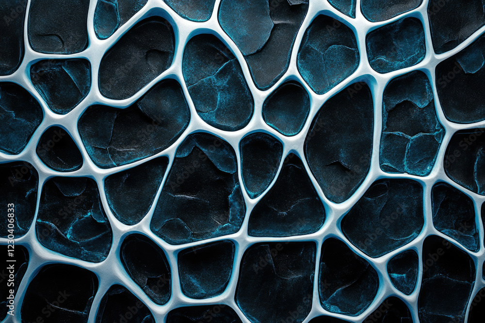 Leinwandbilder Abstract dark blue textured background with a white web-like pattern, creating a unique and intricate design.