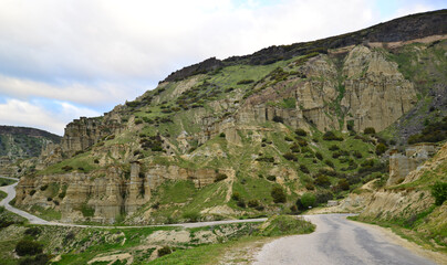 A view from the Fairy Chimneys in the historical city of Kula in Manisa, Turkey