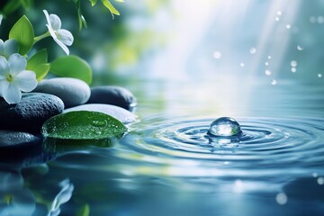 spa stones and water drops