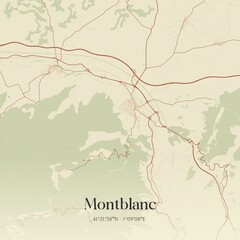 Obraz premium Retro Spanish map of Montblanc, Catalu�a. Vintage street map.