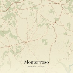 Fototapeta premium Retro Spanish map of Monterroso, Galicia. Vintage street map.