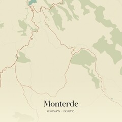 Obraz premium Retro Spanish map of Monterde, Arag�n. Vintage street map.