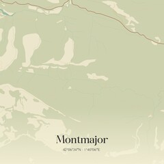 Retro Spanish map of Montmajor, Catalu�a. Vintage street map.