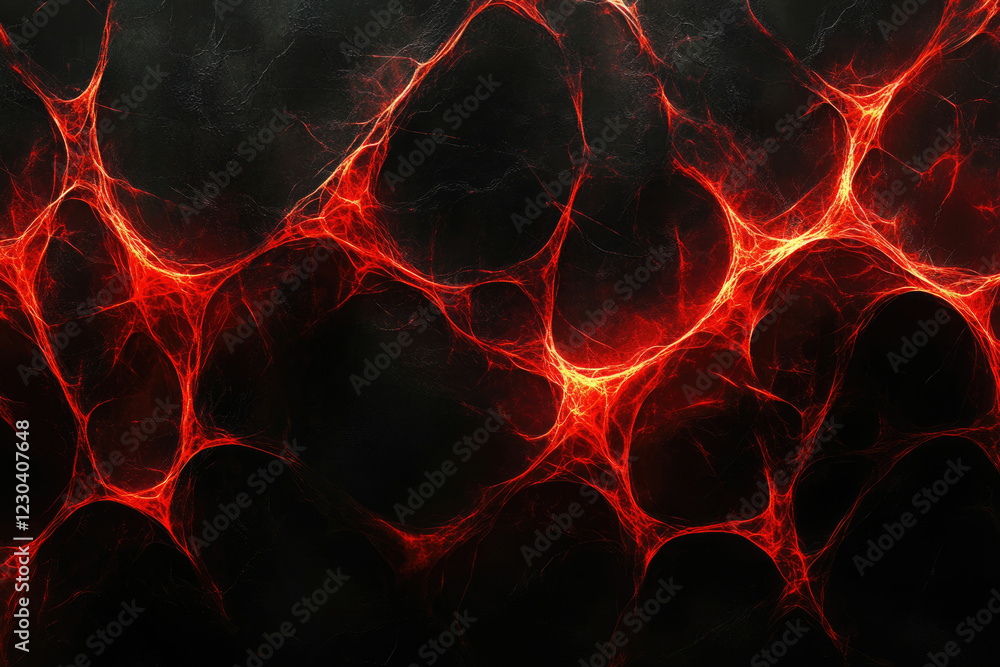 Leinwandbilder abstract fractal art depicting a fiery, web-like network on a dark background.