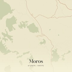 Fototapeta premium Retro Spanish map of Moros, Arag�n. Vintage street map.