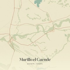 Retro Spanish map of Murillo el Cuende, Comunidad Foral de Navarra. Vintage street map.