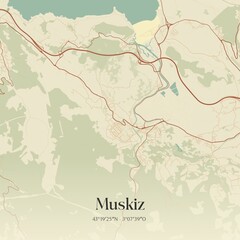 Retro Spanish map of Muskiz, Pa�s Vasco. Vintage street map.