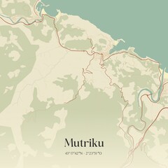 Fototapeta premium Retro Spanish map of Mutriku, Pa�s Vasco. Vintage street map.