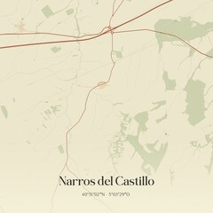 Obraz premium Retro Spanish map of Narros del Castillo, Castilla y Le�n. Vintage street map.