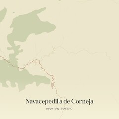 Retro Spanish map of Navacepedilla de Corneja, Castilla y Le�n. Vintage street map.