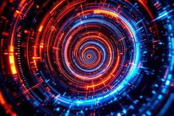 Obraz premium Abstract glowing spiral with red and blue light effects.