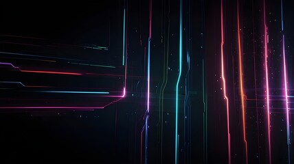 On a dark background, bright neon streaks produce a futuristic, dazzling look.