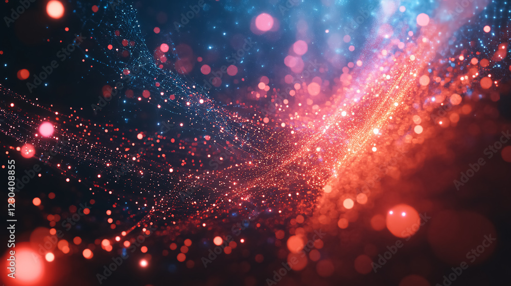 Poster digital cyberspace with particles and digital data network connections concept.