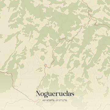 Retro Spanish map of Nogueruelas, Arag�n. Vintage street map.