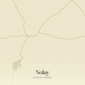 Retro Spanish map of Nolay, Castilla y Le�n. Vintage street map.