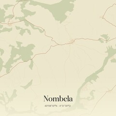 Obraz premium Retro Spanish map of Nombela, Castilla-La Mancha. Vintage street map.