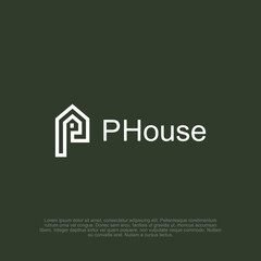 Simple letter P and house logo for architect firms with a modern and professional design, ideal for real estate branding and construction businesses