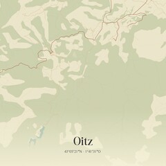 Retro Spanish map of Oitz, Comunidad Foral de Navarra. Vintage street map.