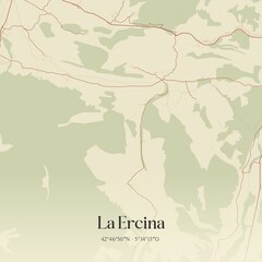 Obraz premium Retro Spanish map of La Ercina, Castilla y Le�n. Vintage street map.