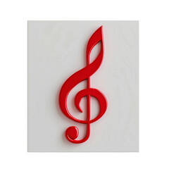 Red Treble Clef on White Background