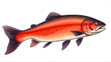 Fototapeta premium Arctic Char Fish Isolated on White Background: A Scorching Trout and Salmon Fishing Catch From Nature - AR 16:9