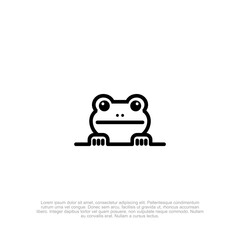 Line art outline frog logo with a simple and modern design, ideal for eco-friendly branding, wildlife conservation, and organic product identity