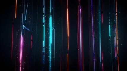 On a dark background, bright neon streaks produce a futuristic, dazzling look.