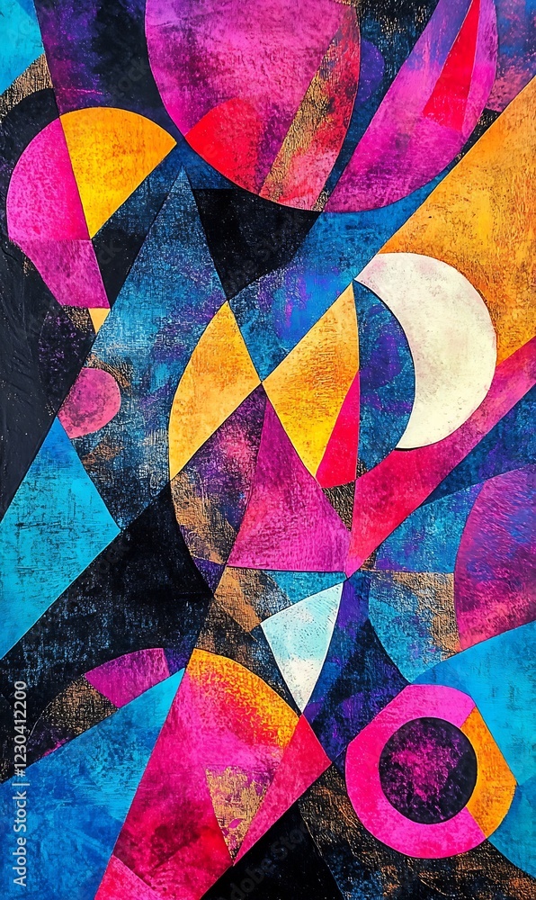 Poster abstract neon background with intersecting diagonal lines and geometric shapes for modern banner des