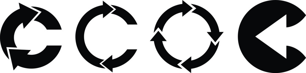 Recycle icons, letter o recycle icon, letter c recycle icon, letter c arrow icon.