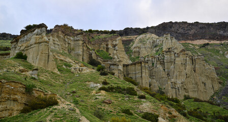 A view from the Fairy Chimneys in the historical city of Kula in Manisa, Turkey