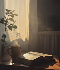 Fototapeta premium Bible with Divine Light - Spiritual Photography for Religious Content & Inspirational Media