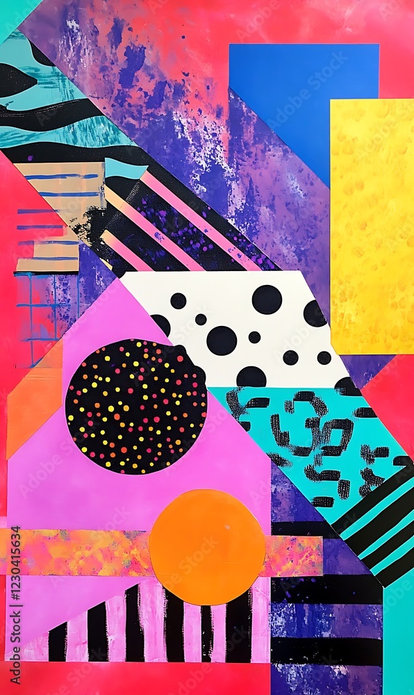 Poster creative neon background featuring abstract geometric shapes and intersecting diagonal lines for sty