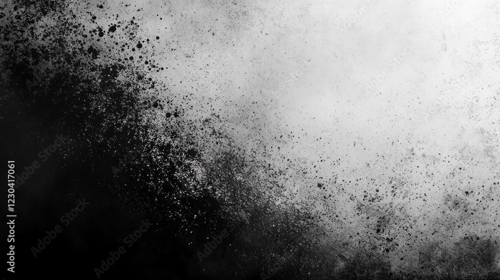 Poster bold contrasts of deep blacks and luminous whites interact to form a captivating abstract landscape,