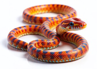 Fototapeta premium Scaleless Corn Snake, Albino Corn Snake, Isolated White Background, Reptile, Pet Snake