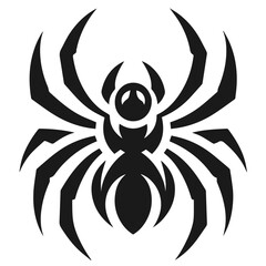 Clean black and white vector silhouette of spider on white background