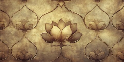 Elegant Golden Floral Damask Wallpaper Design