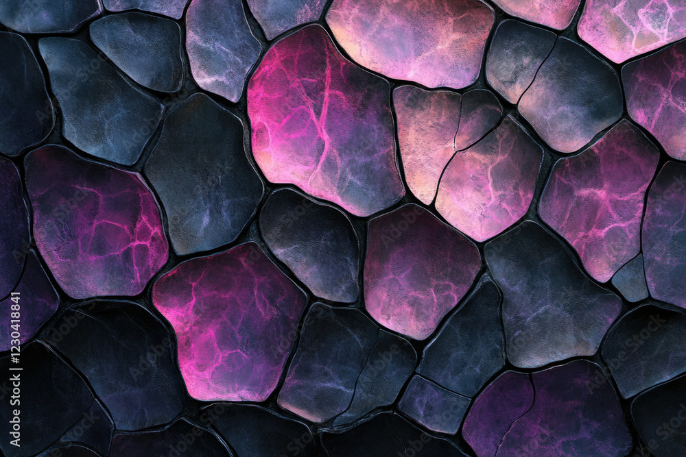 Poster abstract dark stone texture with pink veins, seamless pattern for background or design.