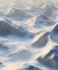 Fototapeta premium Snowy ground with soft, uneven textures and subtle shadows.