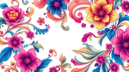 Ornate Floral Wave Design - Intricate Pattern
