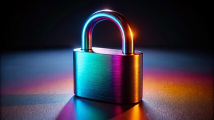 Fototapeta premium Secure Padlock: Low-Light Flat Style Illustration - Digital Asset
