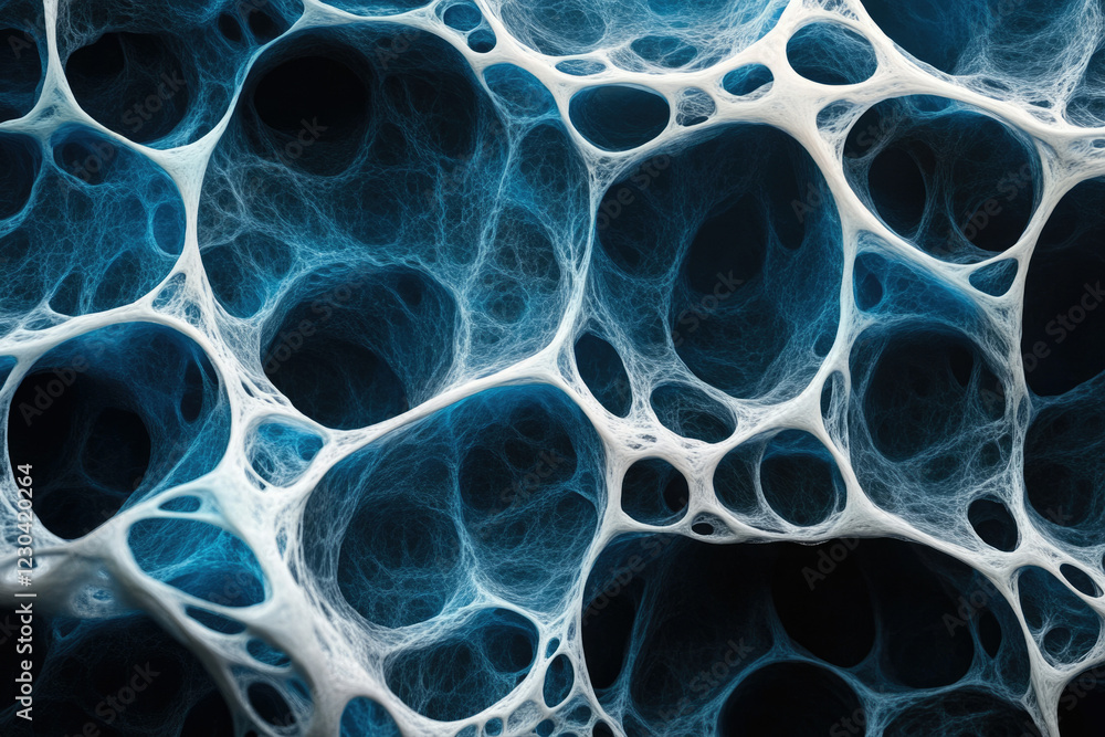 Fototapete Intricate network of interconnected nodes and spaces, resembling a complex biological structure or abstract art.