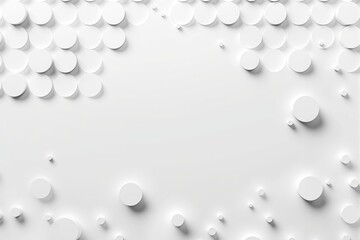 Abstract white 3D circular shapes on a light background.