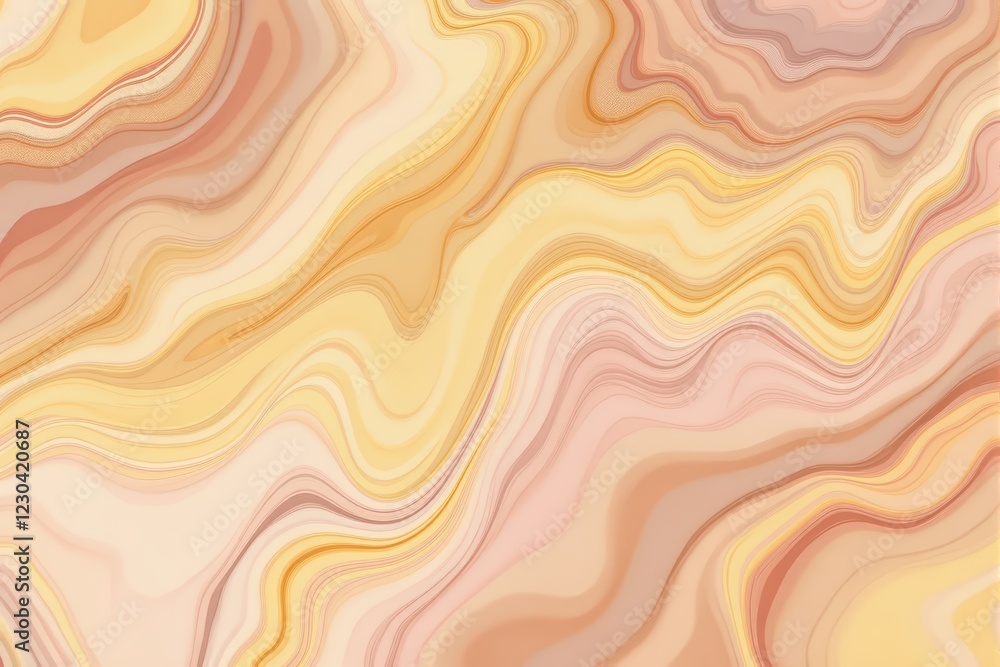 Aufkleber Abstract wavy pastel lines in shades of yellow and peach creating a smooth flowing texture.