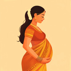 Pregnant Indian Woman - Modern Styling for Maternity Blogs & Cultural Representation
