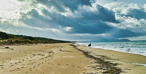 Panorama on the beach at Marina di Castagneto Carducci on a stormy day Tuscany Italy