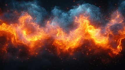 Majestic cosmic fire wave against starry night sky