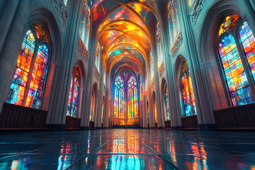 Obraz premium stained glass window in church