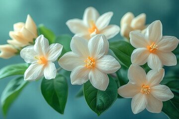 Fototapeta premium Delicate White Flowers Blooming Beautifully In Nature